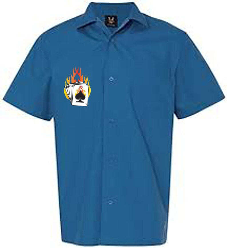 Flaming Cards Classic Retro Bowling Shirt Vintage Bowler Closeout in multiple colors Includes Embroidered Name 233 image 4