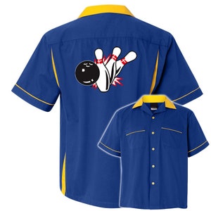 Pin Splash B Classic Retro Bowling Shirt Classic 2.0 Includes Embroidered Name 125 Royal/Gold