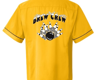 Brew Crew   - Classic Retro Gold and Black Bowling Shirt - Classic size XL ONLY    - Includes Embroidered Name #122/188