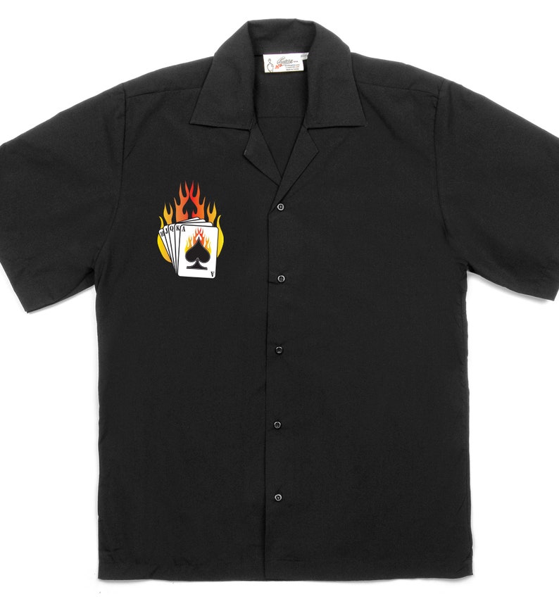 Flaming Cards Classic Retro Bowling Shirt Vintage Bowler Closeout in multiple colors Includes Embroidered Name 233 image 2