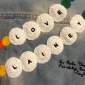 Taylor Swift Inspired youth kids Friendship Bracelet Custom Denim Chainstitching Jacket image 3