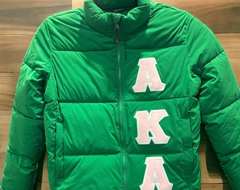 Custom sorority puffer coat any letters for any group Includes name on the collar