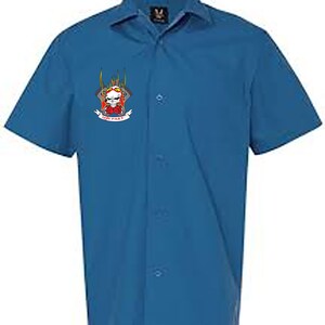 Flaming Pistons Classic Retro Bowling Shirt Vintage Bowler Closeout in multiple colors Includes Embroidered Name 237 blue