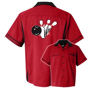 Pin Splash B Classic Retro Bowling Shirt Classic 2.0 Includes Embroidered Name 125 Red/Black