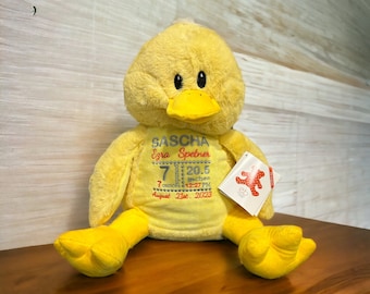 Baby Announcement Embroidered Yellow Duck  Stuffed Animal - 16 inch So soft perfect gift