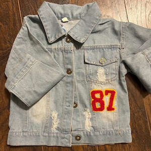 Taylor Swift Inspired youth kids Friendship Bracelet Custom Denim Chainstitching Jacket image 7