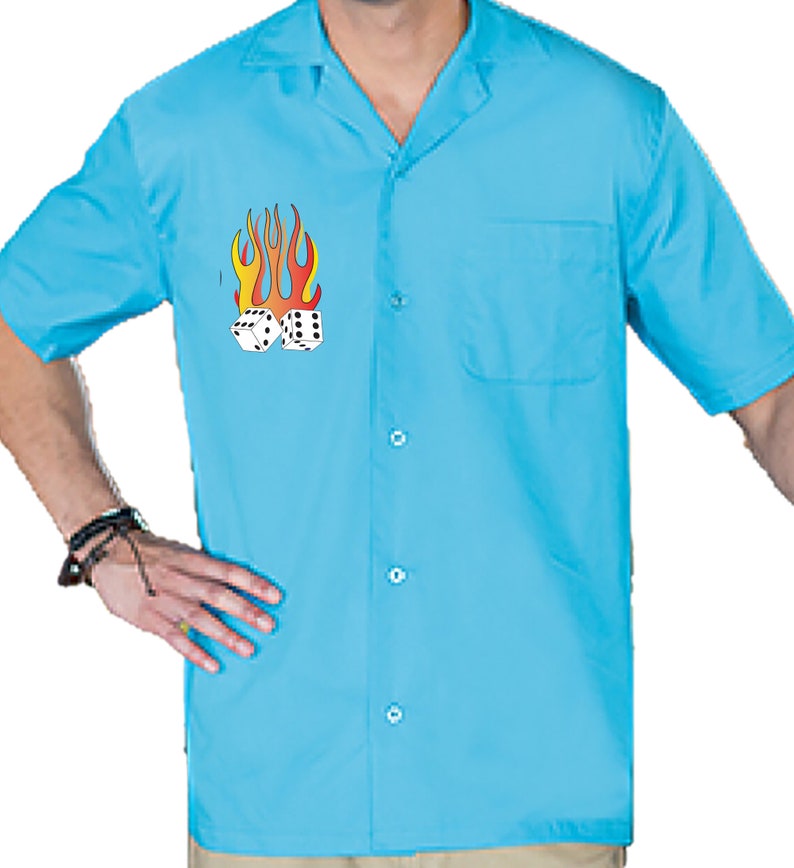 Flaming Dice Classic Retro Bowling Shirt Vintage Bowler Closeout in multiple colors Includes Embroidered Name 235 image 5