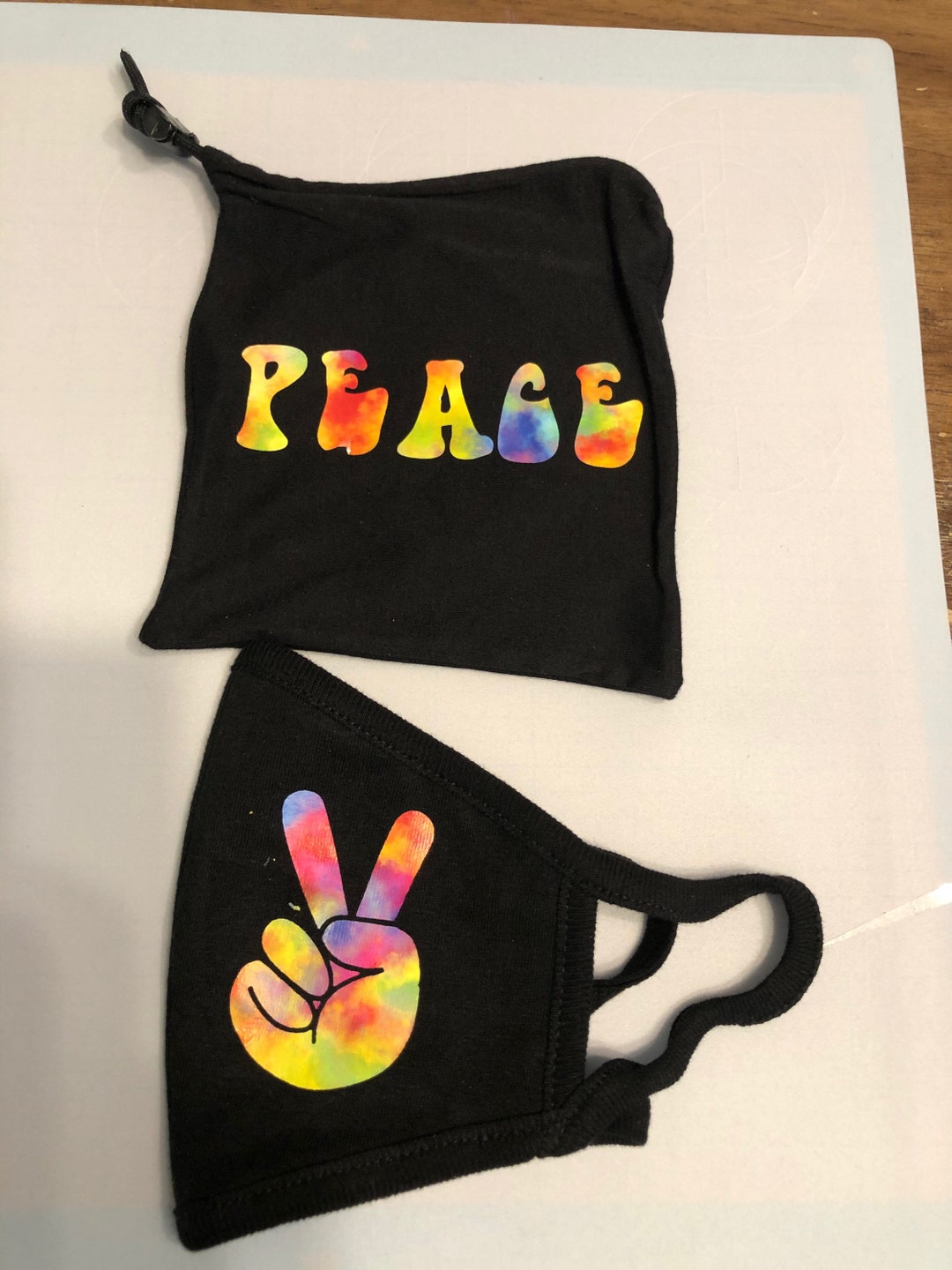 Multicolored Peace Finger Mask and Peace Bag Set - Etsy