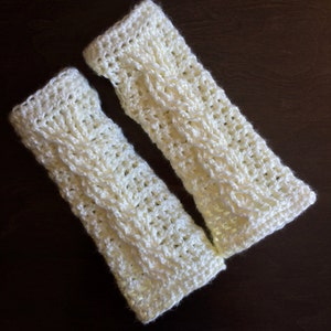 Crochet Fingerless Glove Pattern Fireside Fingerless Gloves Cable Crochet Wrist Warmer, Arm Warmer Tutorial Instant Download image 3