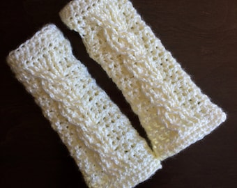 Patrón de guante sin dedos de crochet - Guantes sin dedos Fireside - Calentador de muñeca de crochet con cable, Tutorial sobre calentador de brazos - ¡Descarga instantánea!