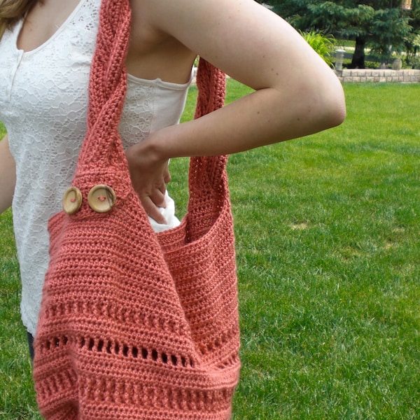 Crochet Bag Pattern - Summer Meadow Tote Bag with Braided Strap Pattern with Instructions in Pictures and Writing - Instant Download!