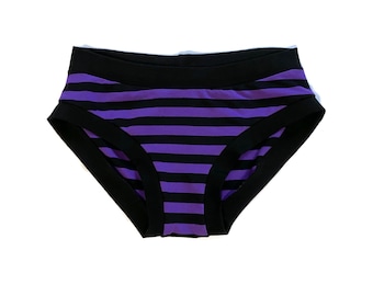 Handmade Underwear, Black and Purple Stripe Scrundies
