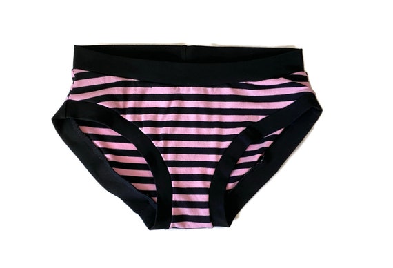 Handmade Underwear Black and Pink Stripe Scrundies - Etsy UK