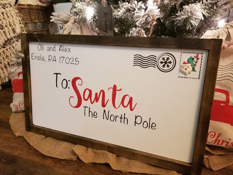 Christmas Wood Letter to Santa North Pole Wooden Sign | Etsy