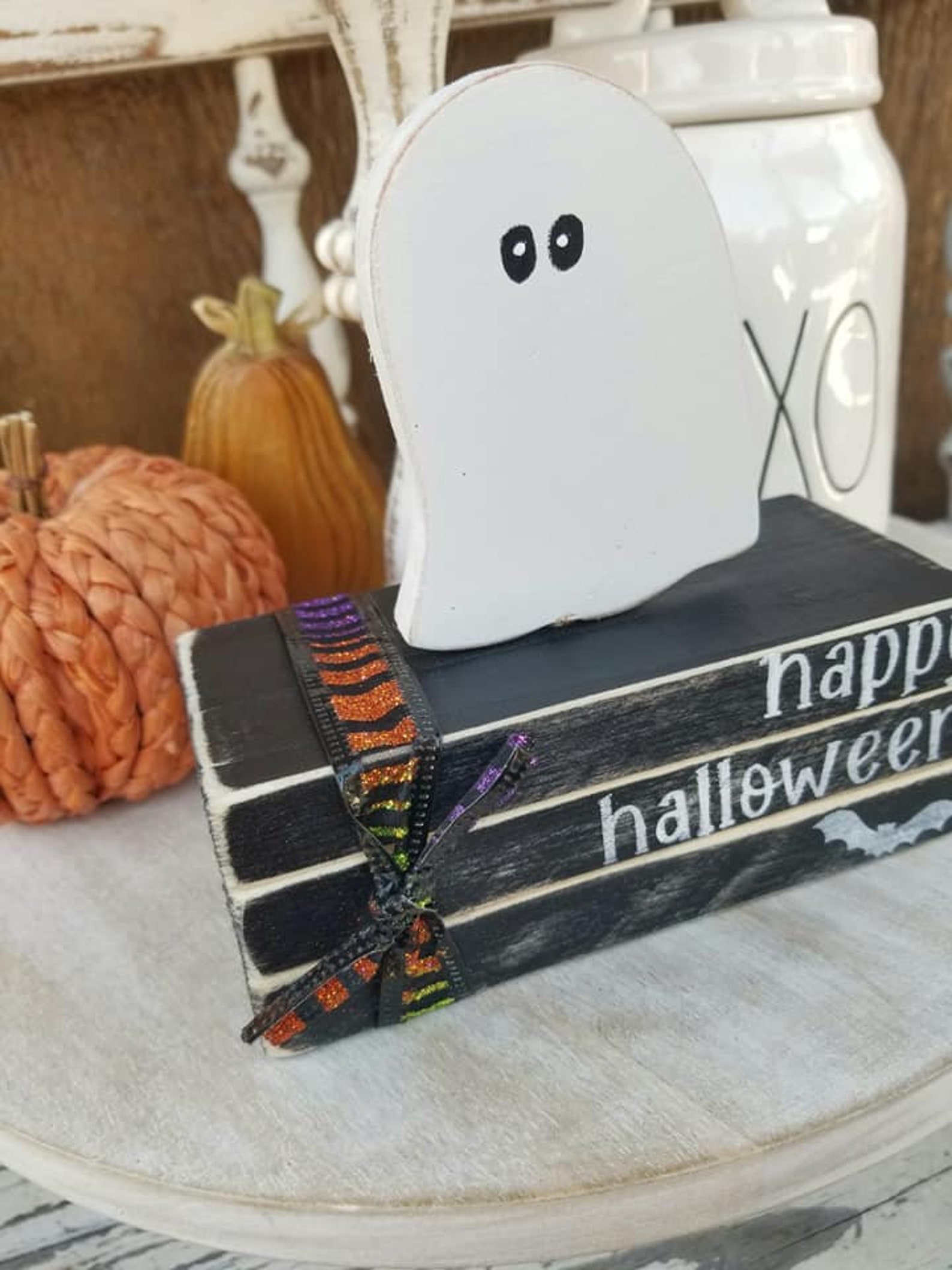 Mini Halloween Fall Faux Books Stacked Wooden Books Etsy