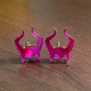 Evil Fairy-Dark Fairy Maleficent Horns Inspired Purple Mirror Earrings-Maleficent Inspired Decendants Inspired-Evil-Villian-Disney Inspire image 3