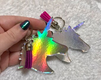 Holographic Unicorn Tassel Keychain-Choose Your Tassel Color