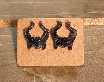 Black Holo Glitter Evil Fairy-Dark Fairy- Maleficent Horn Earrings-Maleficent Inspired- Decendants Inspired-Evil-Villian-Disney Inspired