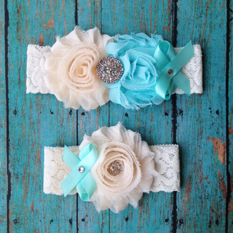 Customize Your Accent Color Over 50 Colors and Prints to Choose From Ivory Rhinestone Wedding Garter