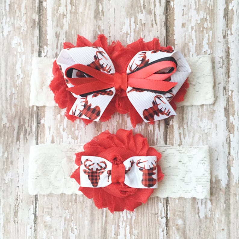 Prom Garter Deer Wedding Garters Red and Black Plaid Bridal and Toss Garter Buffalo Plaid Deer Garter Set