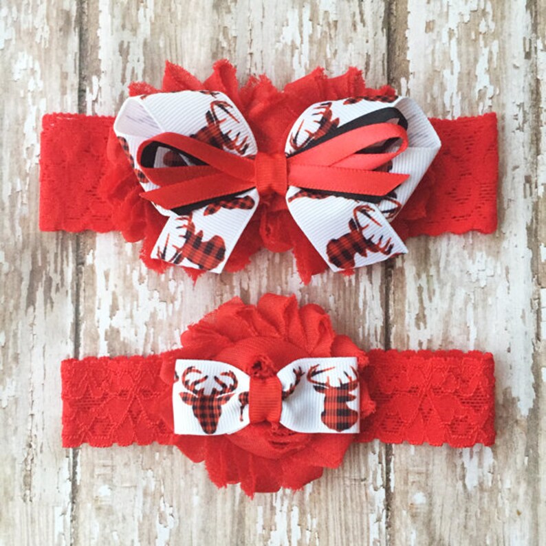Prom Garter Deer Wedding Garters Red and Black Plaid Bridal and Toss Garter Buffalo Plaid Deer Garter Set