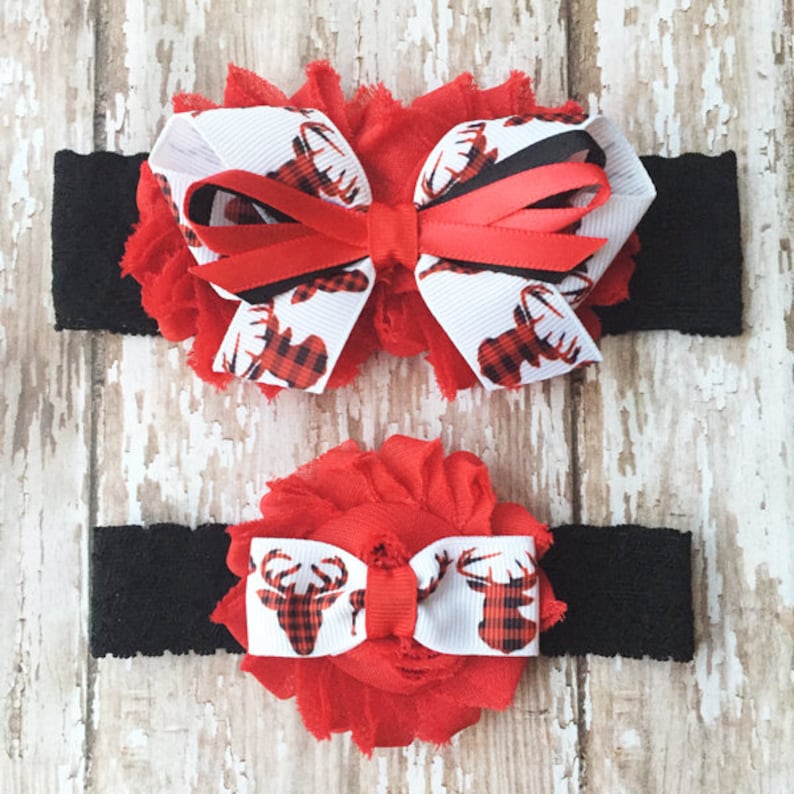 Prom Garter Deer Wedding Garters Red and Black Plaid Bridal and Toss Garter Buffalo Plaid Deer Garter Set