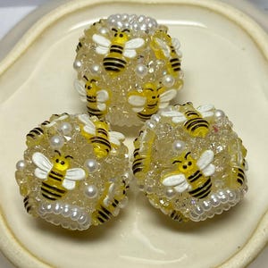 Fancy Bee Beads (set of 3) | Beadable Pens, Keychains, Bookmarks, Badge Reels, Jewelry