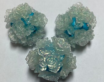 Fancy Blue Flower Beads (set of 3) | Beadable Pens, Keychains, Bookmarks, Badge Reels, Jewelry