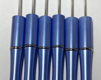 Blue Beadable Pens (set of 6) • DIY Crafting Pens • Pens To Bead • Beadable Pens for Crafts • Sparkly Pens