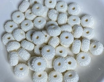 Glitter White Textured Spacer Beads (set of 49) |  Beadable Pens, Keychains, Bookmarks, Badge Reels, Jewelry