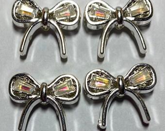 Metal Bow Beads (set of 4) | Beadable Pens, Keychains, Bookmarks, Badge Reels, Jewelry