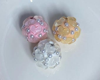 Pastel Heart Beads (set of 3) | Beadable Pens, Keychains, Bookmarks, Badge Reels, Jewelry