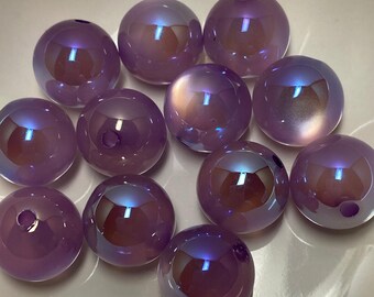 Purple Cat's Eye Beads (set of 12) | 16 mm, Beadable Pens, Keychains, Bookmarks, Badge Reels, Jewelry