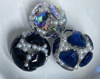 Fancy Heart Beads (set of 3) | Beadable Pens, Keychains, Bookmarks, Badge Reels, Jewelry