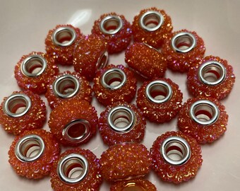 Orange Flower Spacer Beads (set of 20) |  Beadable Pens, Keychains, Bookmarks, Badge Reels, Jewelry