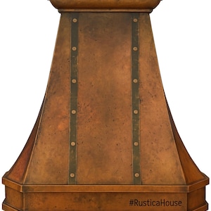 Campana extractora de pared de cobre martillado con remaches