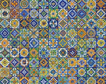 100 4×4 Mexican Talavera Tiles – Mixed Patterns for Kitchen Backsplash, Bathroom Walls, Counters & Stair Risers