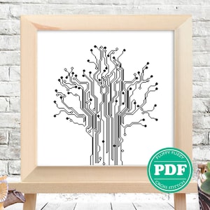 Tree of Life Cross Stitch Pattern, Evolutionary Tree Silhouette Pattern, Retro Embroidery, Science Cross Stitch  PDF - PATTERN ONLY