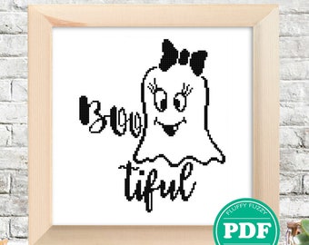 Baby Gespenst Kreuzstich Muster, Boo tiful Halloween Kreuzstich Muster, Halloween Schwarze Silhouetten, PDF - NUR SCHNITTMUSTER