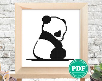 Sad Baby Panda Pattern, Teddy Bear Animal Pattern, Cross Stitch Kids Pattern, Cross Stitch For Children, PDF - PATTERN ONLY