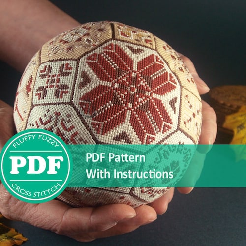 Quaker Ball Cross Stitch Pattern Pdf Geometry Ornament Etsy