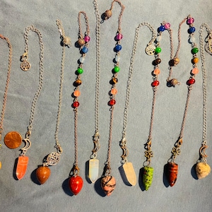 Small Crystal Pendulums | Kiwi Jasper | Ruby Zoisite |  Rhodonite Quartz