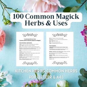 100 Magick Herbs - Common Magical Plants Grimoire Printable (9 Page PDF)