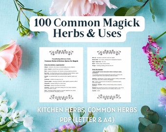100 Magick Herbs - Common Magical Plants Grimoire Printable (9 Page PDF)