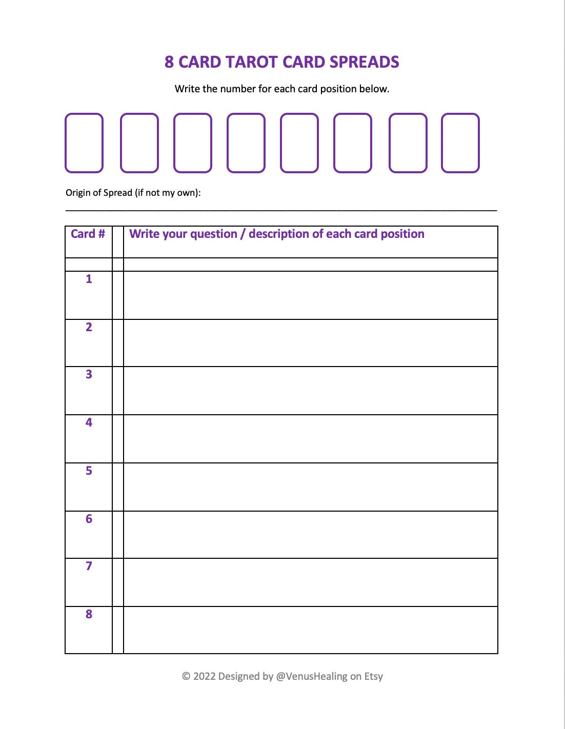 Blank Tarot Spreads Template PDF Create Your Own Spreads 6 Card