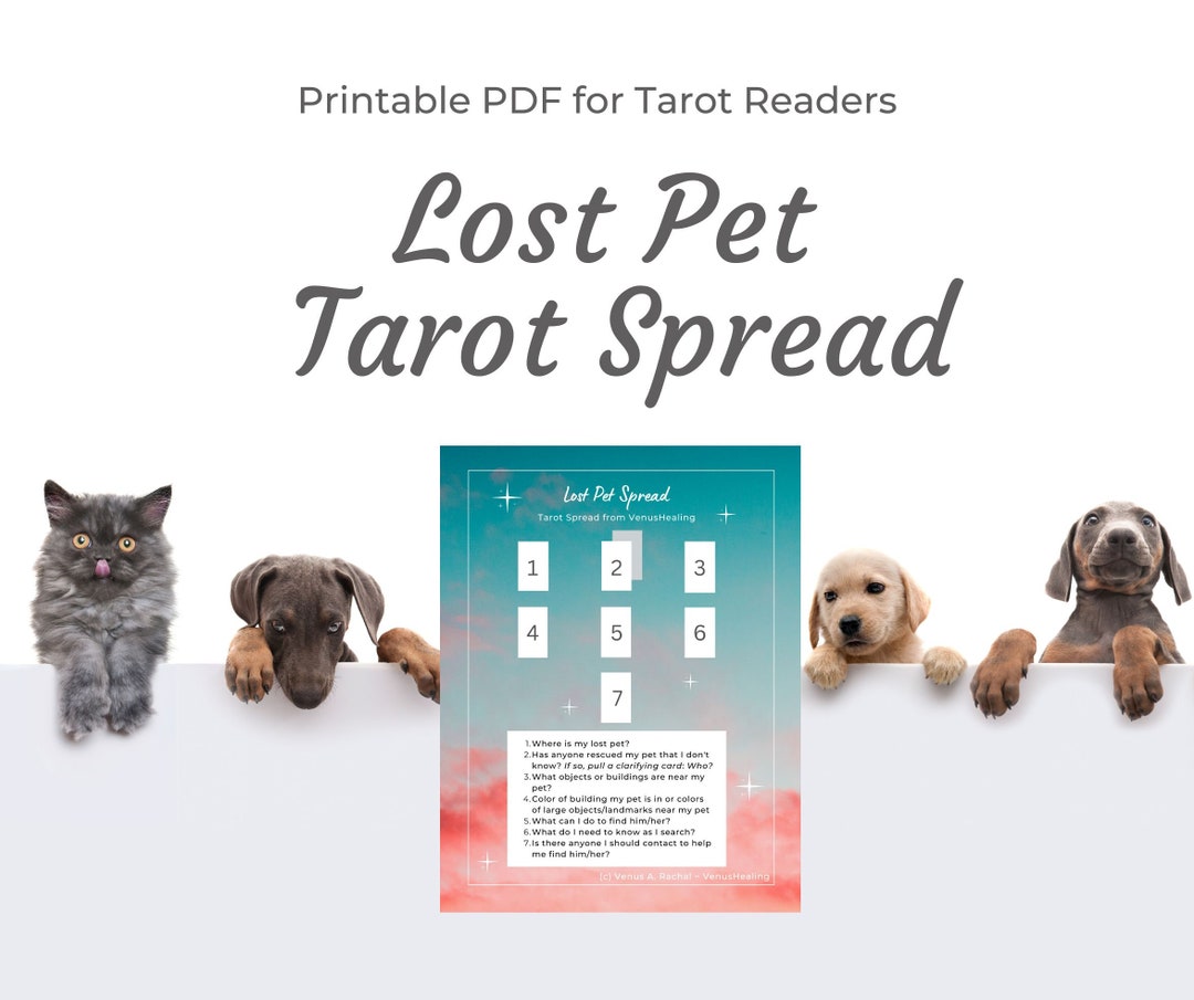 Tarot Spread for Lost Pets Printable PDF Instructions spread for Tarot