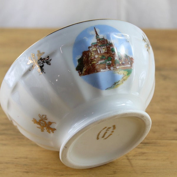 Französische Frühstücksschale, Limoges Frankreich, 'Cafe au lait' Schale, Mont St Michel, französisches Souvenir, französisches Vintage Porzellan, Limoges Porzellan,