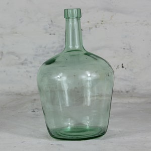 French vintage bottle, 2 litre, pale green glass bottle, vintage demijohn, dame jeanne, Mediterranean decor, beach house chic, rustic,