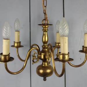Impressive 5 lamp French chandelier, ceiling light, mid century chandelier, 5 arm glass chandelier, French vintage lighting, 1970&#39;s retro.