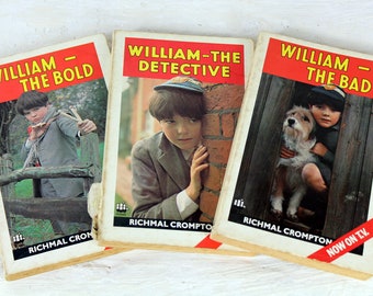 3 Just William-boeken, vintage kinderboeken, paperbacks, Richmal Crompton, jaren 70, vintage Engelse verhalenboeken.